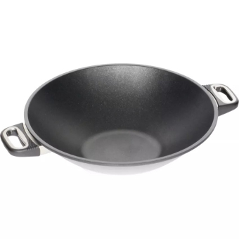 AMT Profi Wok Pfanne hoch mit Seitengriffe Aluguss 36 cm